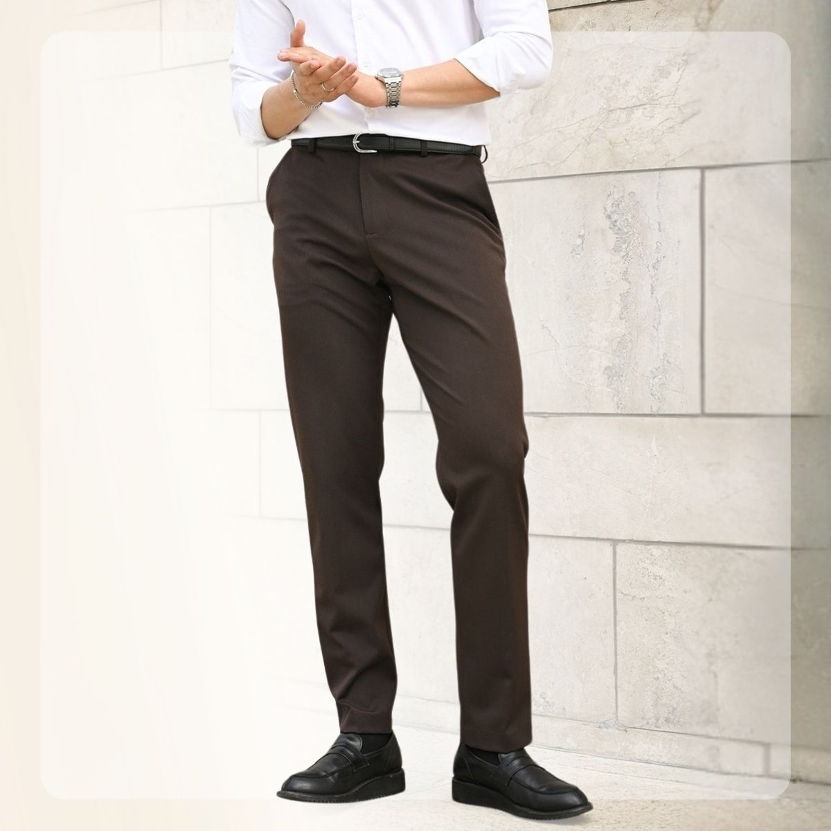 Quần âu công sở X25 Slim Trousers đứng form - NÂU