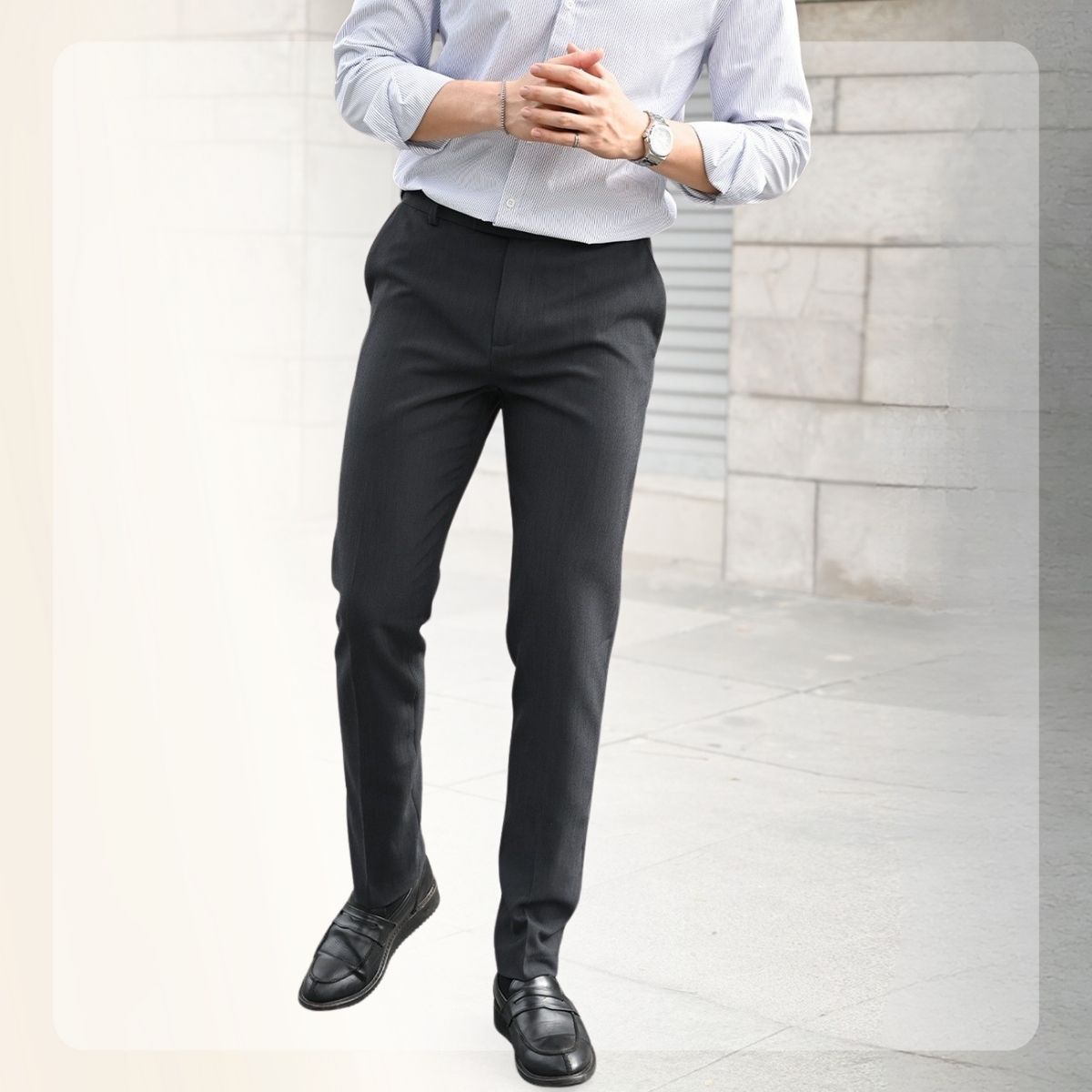 Quần âu công sở X25 Slim Trousers đứng form - XÁM ĐẬM
