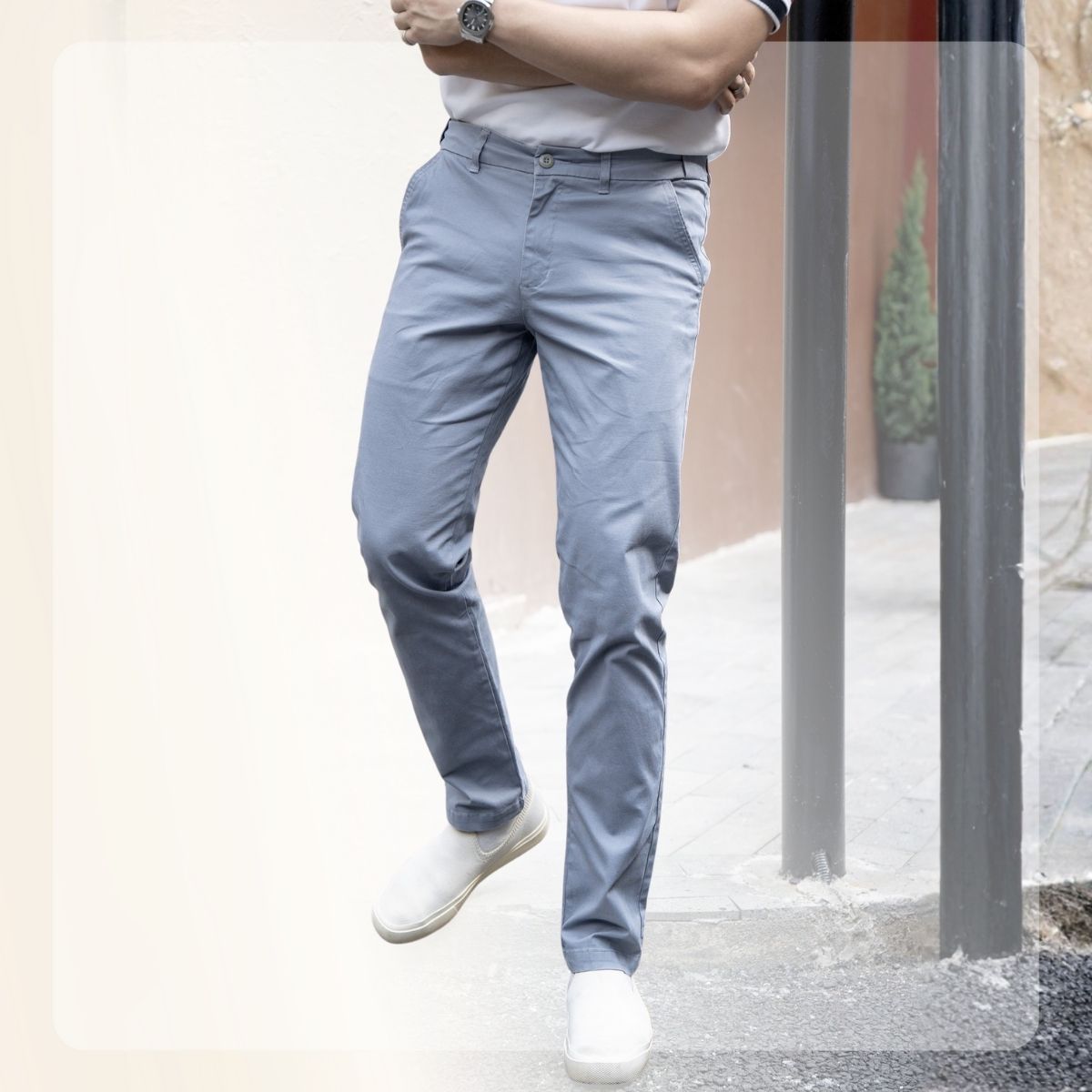 Quần Kaki đai chun ẩn Simple Kaki Pants form dáng basic - XANH