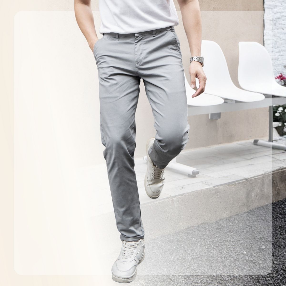 Quần Kaki đai chun ẩn Simple Kaki Pants form dáng basic - XÁM