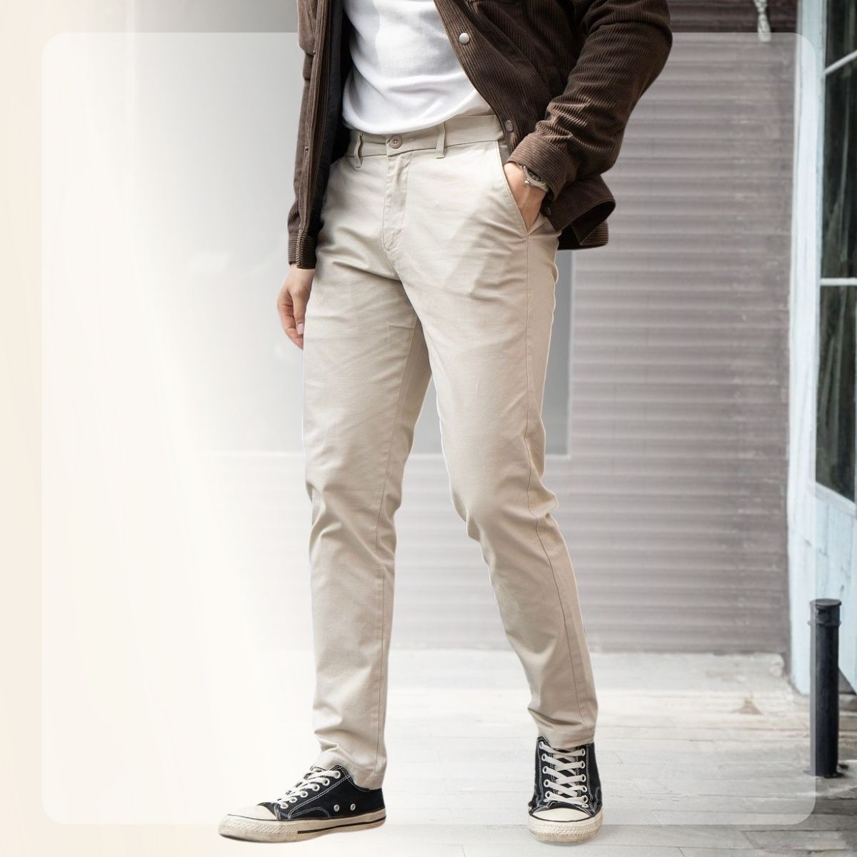 Quần Kaki nam đai chun ẩn Simple Kaki Pants form dáng basic - KEM