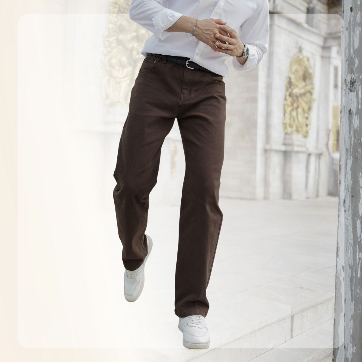 Quần dài Loose Kaki Jeans năng động, thoải mái  - NÂU