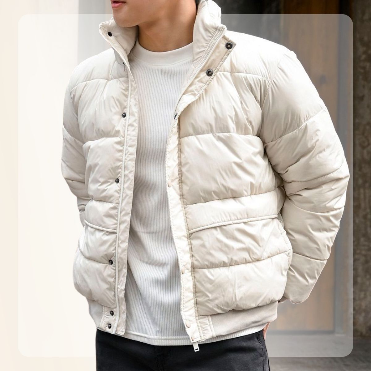Áo khoác phao chần bông F23 Puffer jacket siêu nhẹ, cản gió, giữ ấm tốt - BE