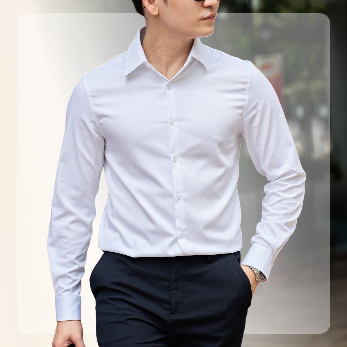 Áo sơ mi nam Classic Shirt form slimfit - Trắng