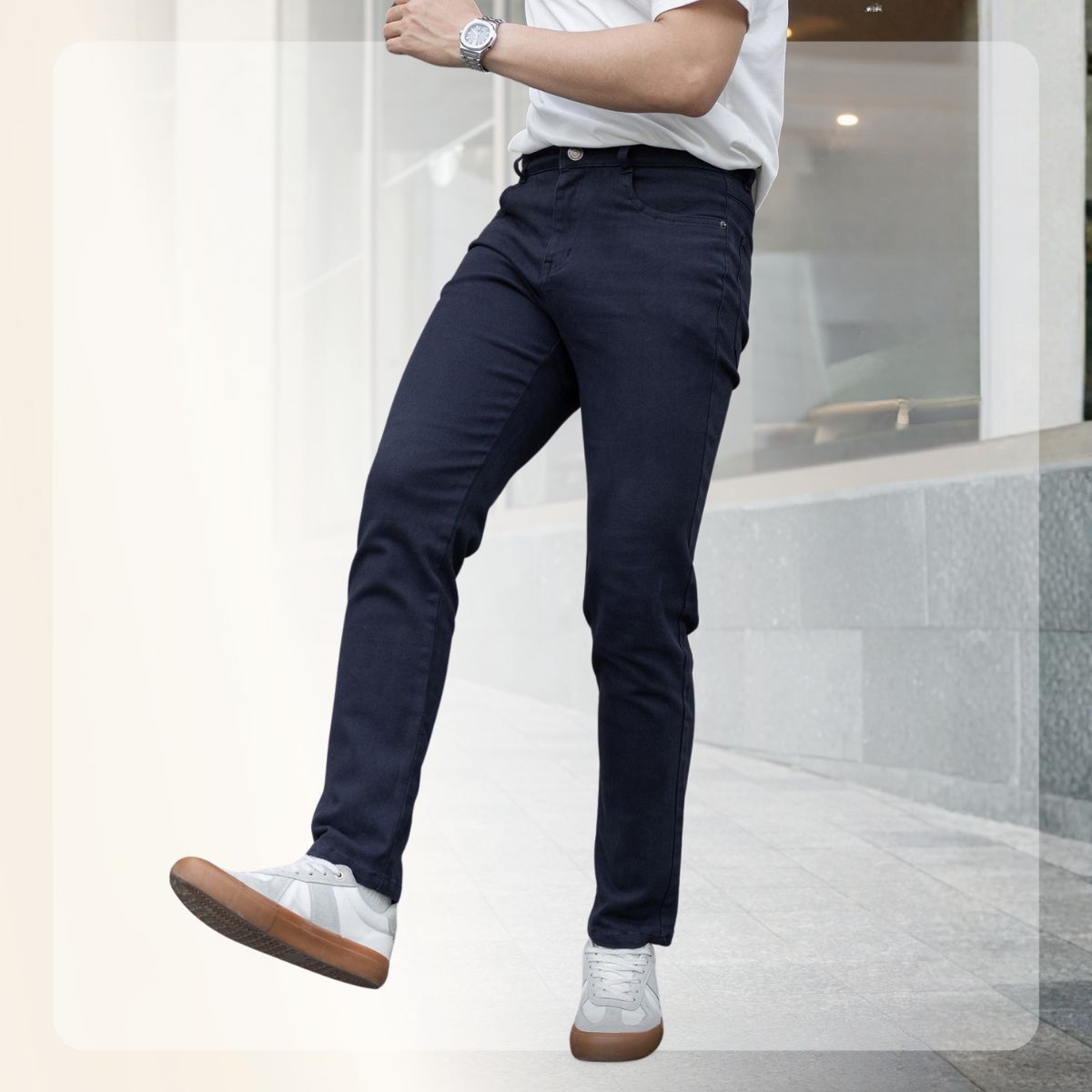 Quần dài nam Slim Kaki Jeans form Slimfit - Navy