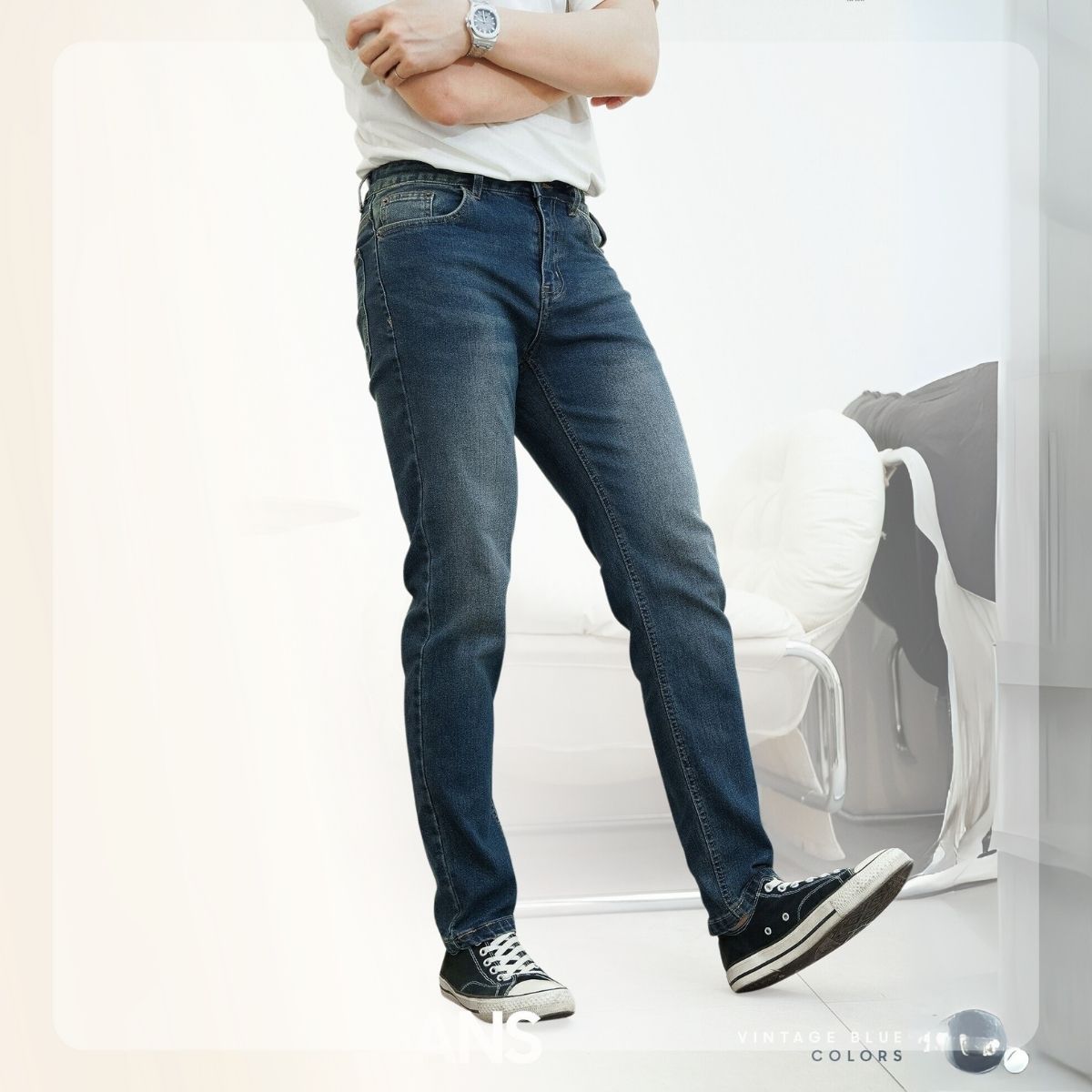 Quần jeans SLIMFIT 90'S form Slimfit - VINTAGE BLUE