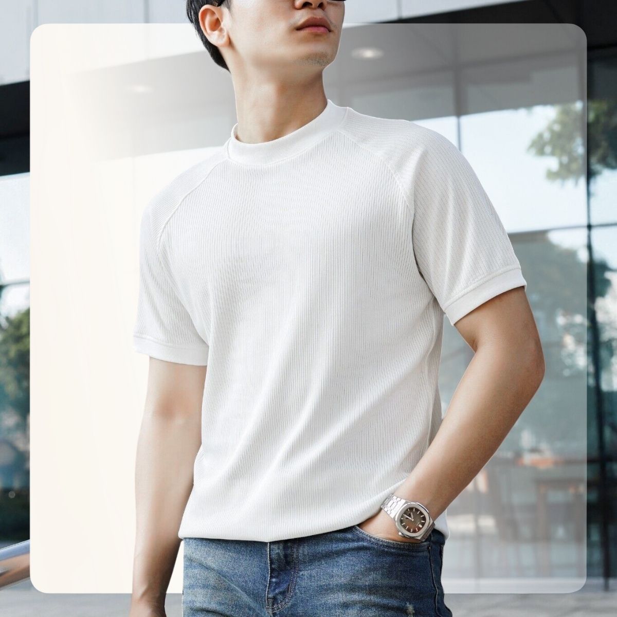 Áo thun trơn Raglan Light T-Shirt siêu mát, form Slimfit - TRẮNG