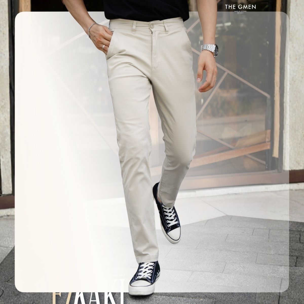 Quần Kaki nam dáng basic EZ Kaki Pants form dáng basic - KEM