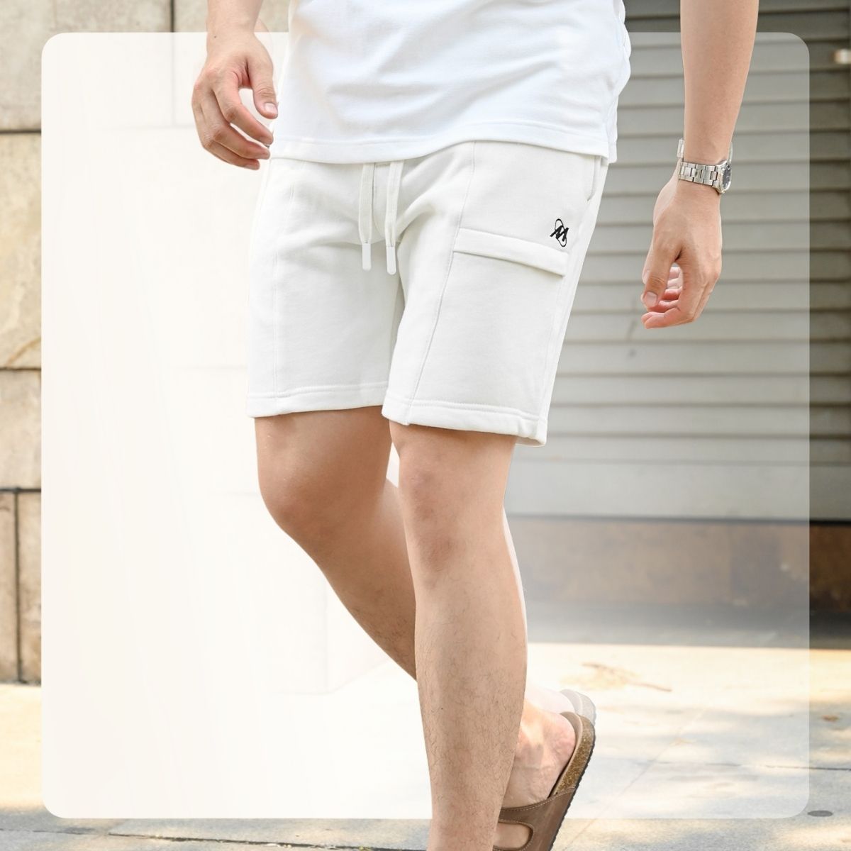 Quần shorts nỉ WALK FELT SHORT đứng form thoáng mát - Trắng