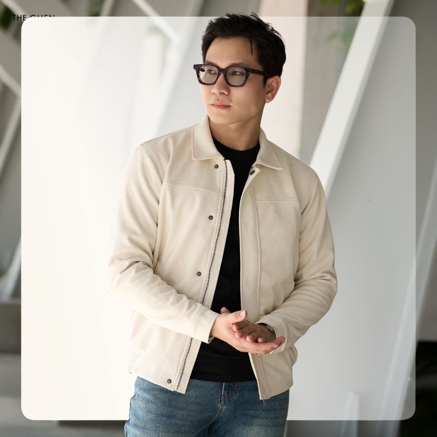 Áo khoác da lộn nam  F25 Flux Suede Jacket form regular - be