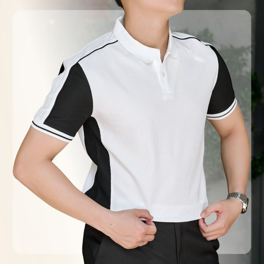 Áo polo nam S25 Dual Waffle form slimfit - Đen