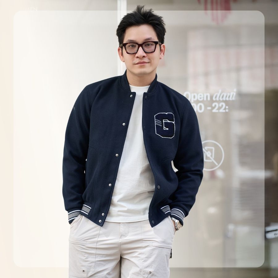 Áo khoác bomber nam Glow Bomber form regular - Navy