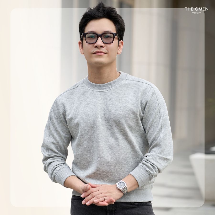 Áo sweater nam Raf Sweater form regular - Xám