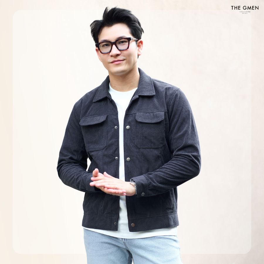 Áo khoác nhung tăm mềm mịn giữ ấm tốt Corduroy Jacket - XÁM