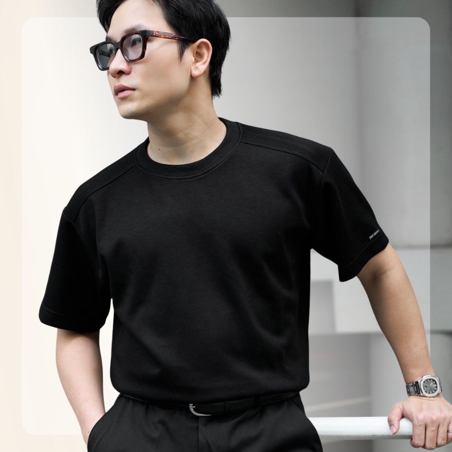 Áo thun nam Ez Basic Tee form relax - Đen