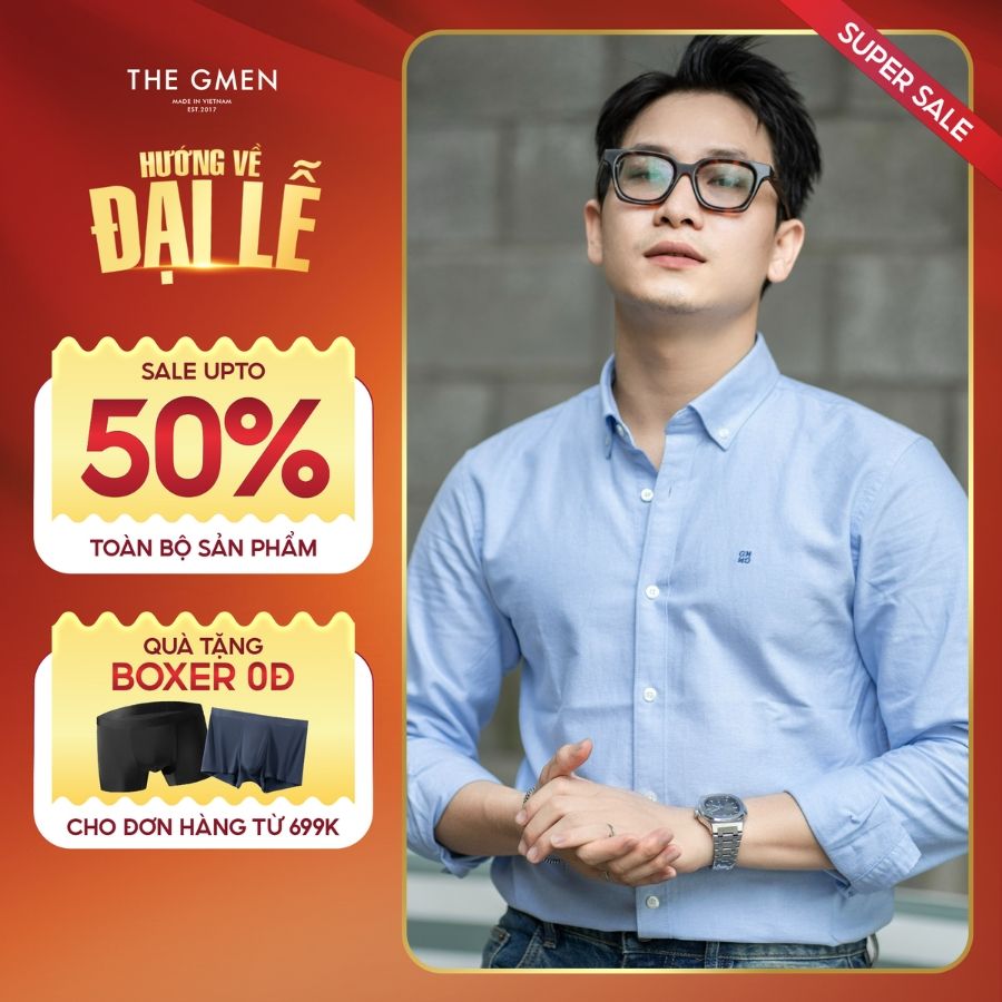 Áo sơ mi nam S25 Oxford Shirts đứng form, thoải mái, thấm hút mồ hôi - Xanh