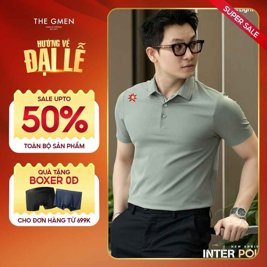 Áo Polo nam Inter Polo Lightcool⁺ mát mẻ, mềm mịn, co giãn, kháng khuẩn - Xám