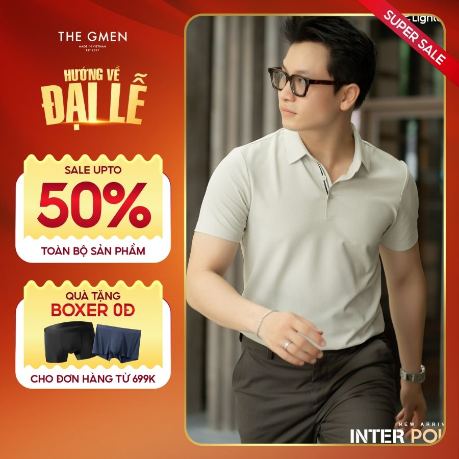 Áo Polo nam Inter Polo Lightcool⁺ mát mẻ, mềm mịn, co giãn, kháng khuẩn - Be