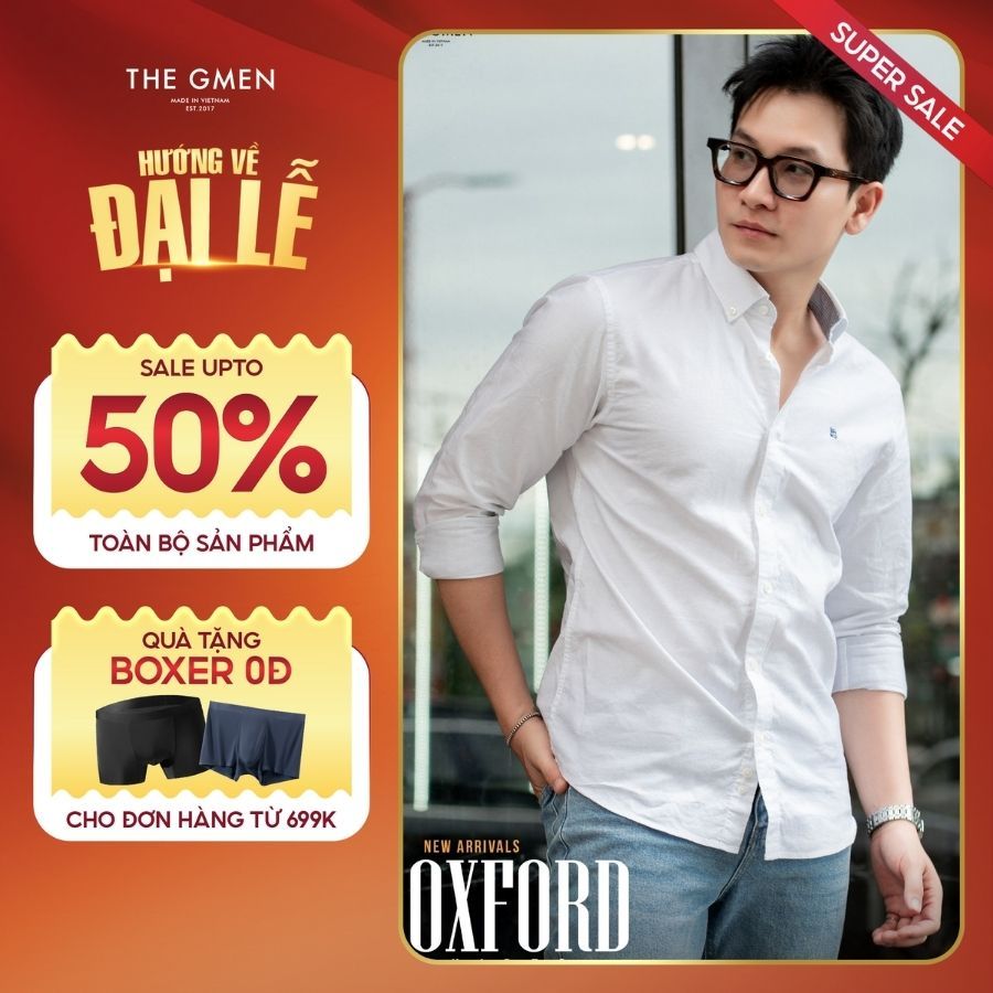 Áo sơ mi nam S25 Oxford Shirts đứng form, thoải mái, thấm hút mồ hôi - Trắng