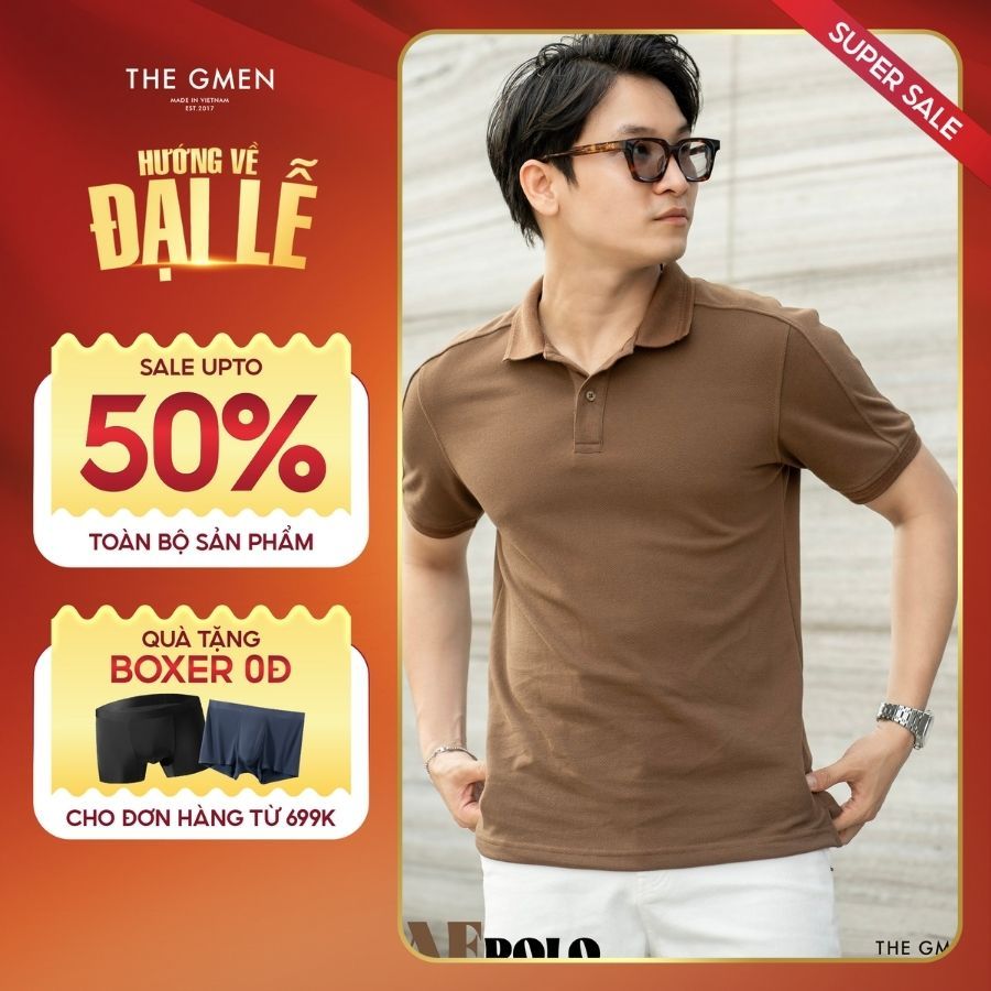 Áo polo nam Raf Polo thoáng mát, mềm mịn, thấm hút mồ hôi - Nâu