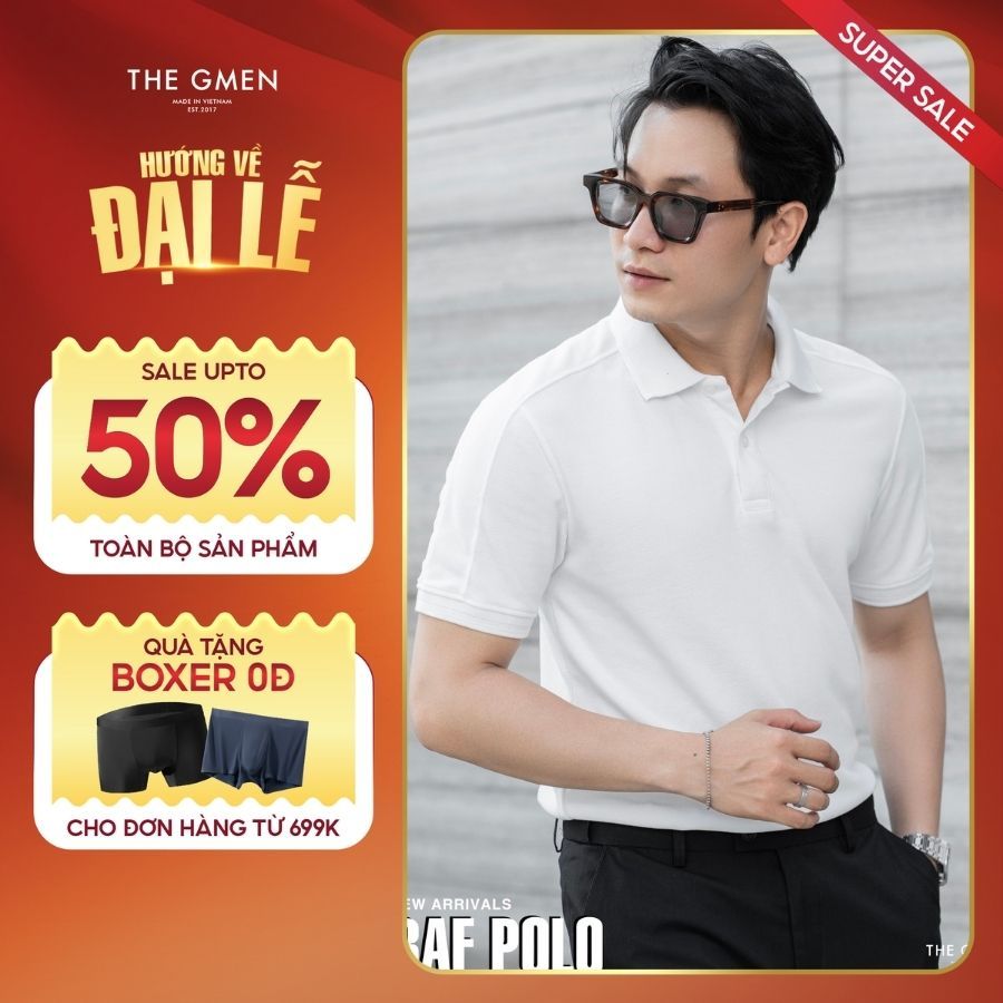 Áo polo nam Raf Polo thoáng mát, mềm mịn, thấm hút mồ hôi - Trắng