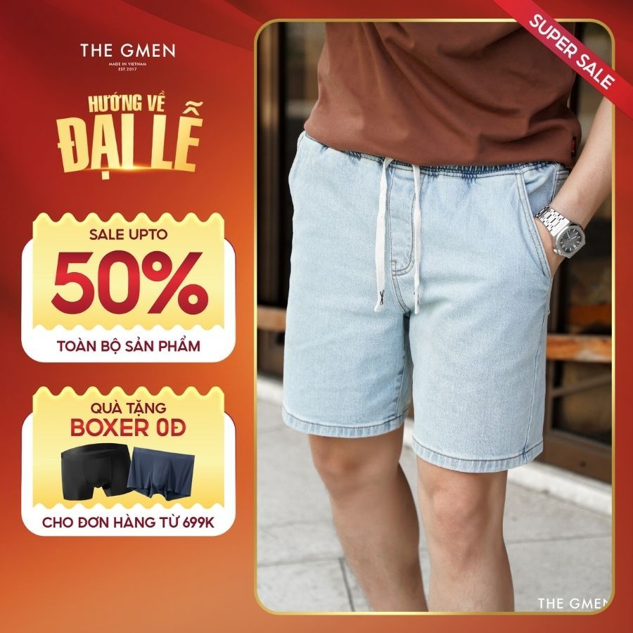 Quần Shorts Jeans nam S24 WALK Denim Shorts form X-Smart - XANH LOANG