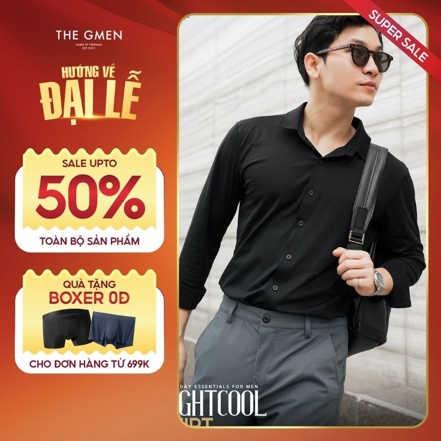 Áo sơ mi nam Light Cool Shirt nhẹ mát chống nhăn siêu co giãn - ĐEN