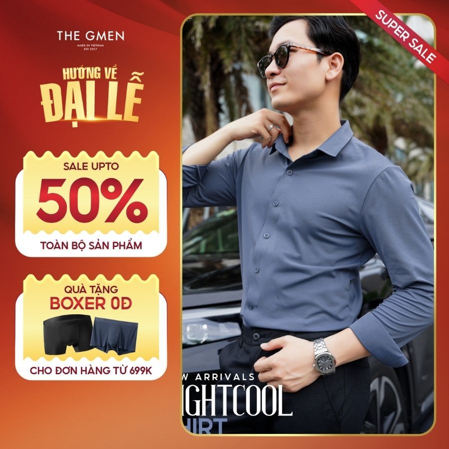 Áo sơ mi nam Light Cool Shirt nhẹ mát chống nhăn siêu co giãn - XANH