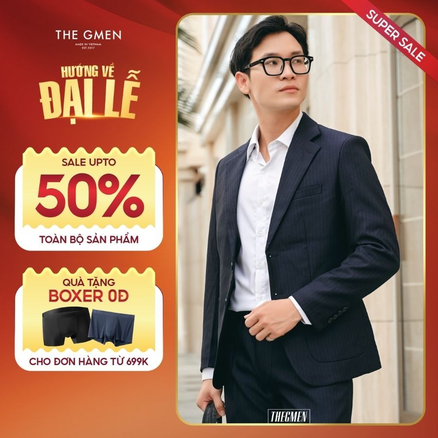 ÁO BLAZER KHOÁC NGOÀI G24 NIL BLAZER - XANH SỌC VEST FORM RỘNG - THE GMEN ELEGANT EST 2017