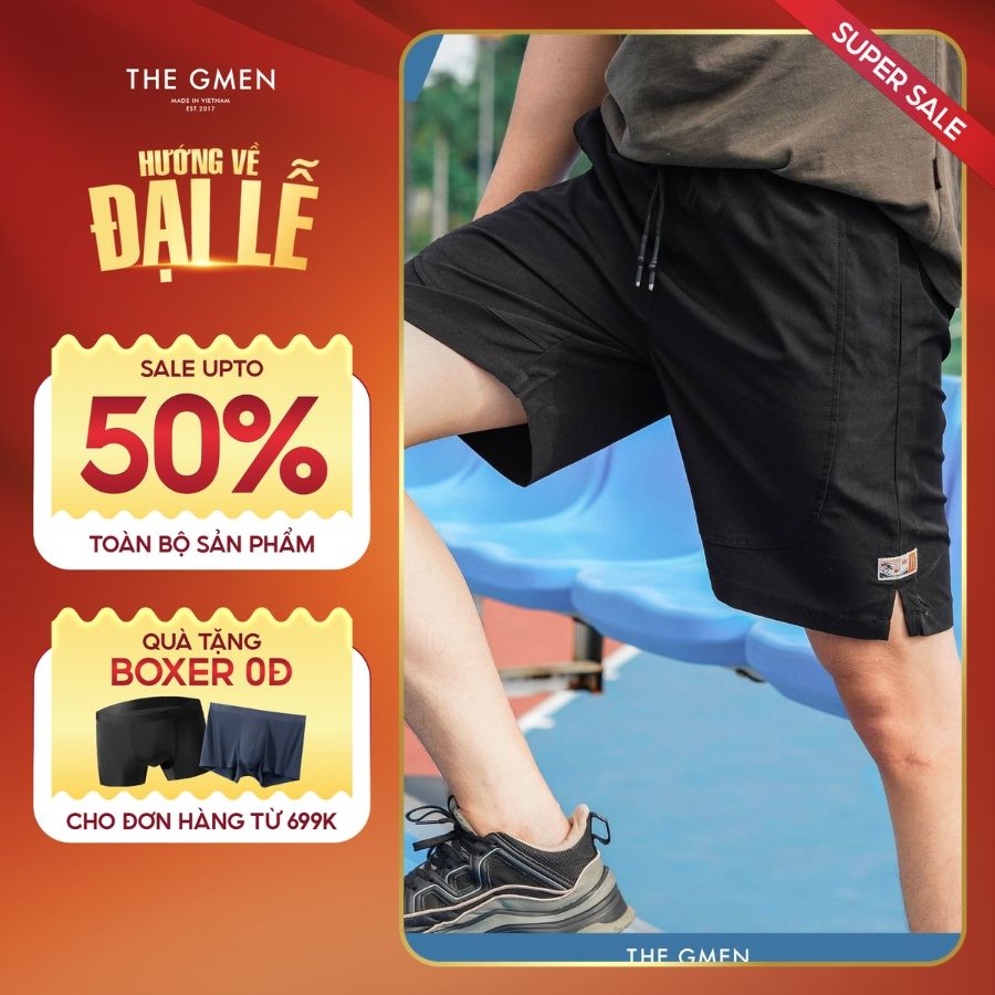 Quần shorts gió WALK DRY SHORTS thoáng mát mùa hè - ĐEN