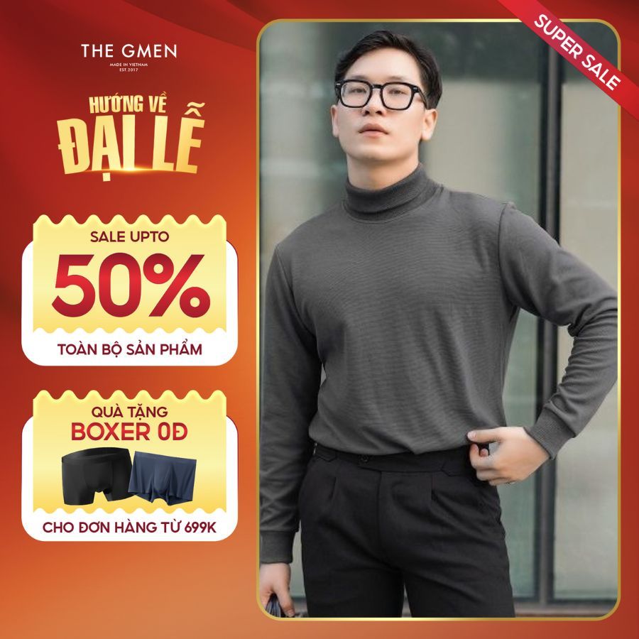 Áo len cổ lọ nam F24 Wool Sweater dày dặn -  XÁM