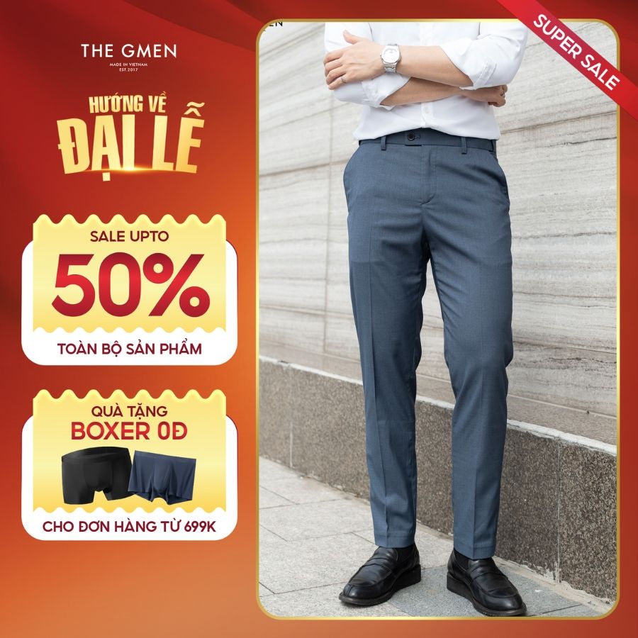 Quần tây âu công sở nam X25 Classy Trousers lưng chun ẩn, form Slim - XANH