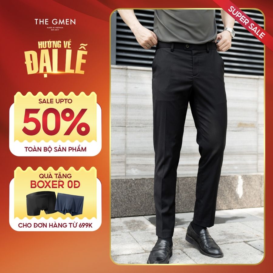 Quần tây âu công sở nam X25 Classy Trousers lưng chun ẩn, form Slim - ĐEN