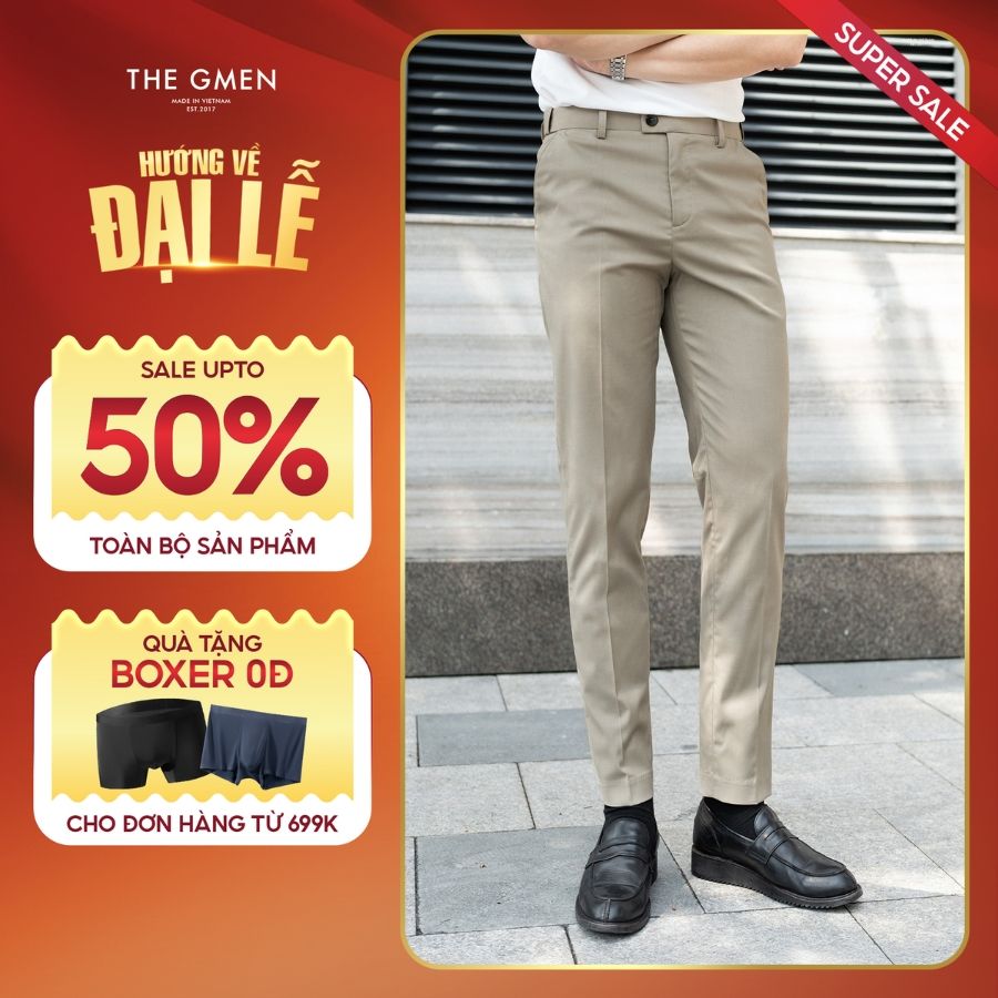 Quần tây âu công sở nam X25 Classy Trousers lưng chun ẩn, form Slim - BE
