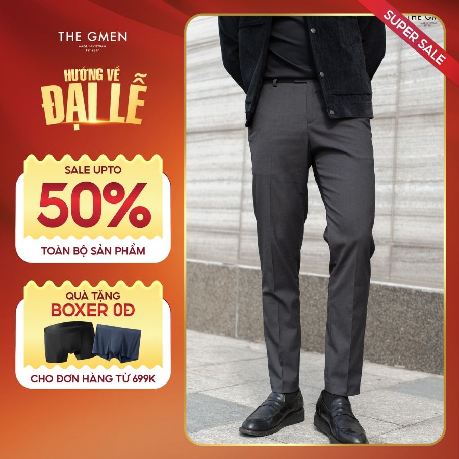 Quần tây âu công sở nam X25 Classy Trousers lưng chun ẩn, form Slim - XÁM ĐẬM