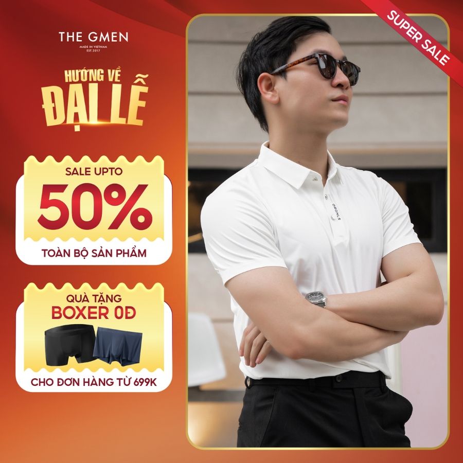 Áo Polo không đường may Light Cool Origin Polo cổ xéo, form dáng basic  - TRẮNG