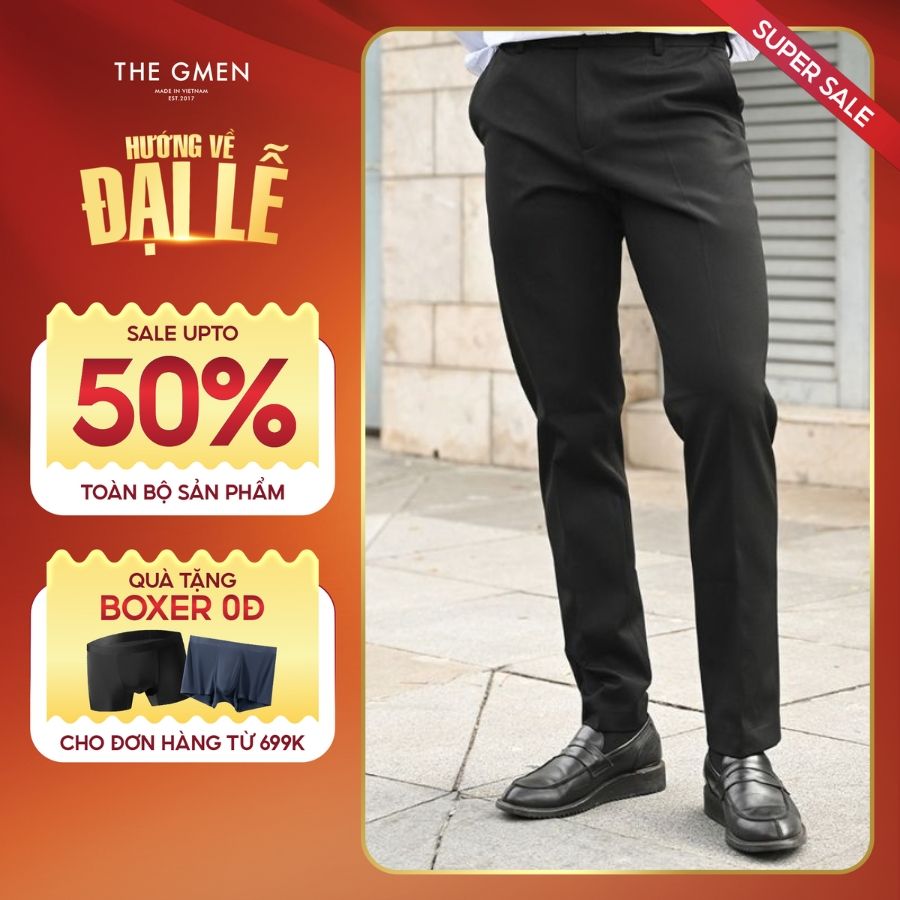 Quần tây âu công sở nam X25 Slim Trousers đứng form - ĐEN