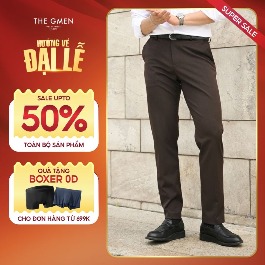 Quần tây âu công sở nam X25 Slim Trousers đứng form - NÂU
