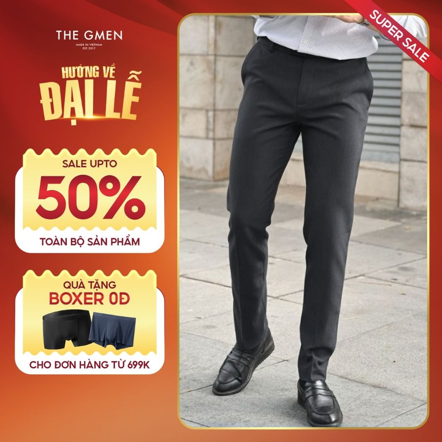 Quần tây âu công sở nam X25 Slim Trousers đứng form - XÁM ĐẬM