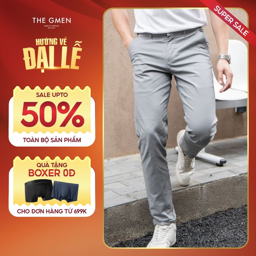 Quần Kaki nam đai chun ẩn Simple Kaki Pants form dáng basic - XÁM