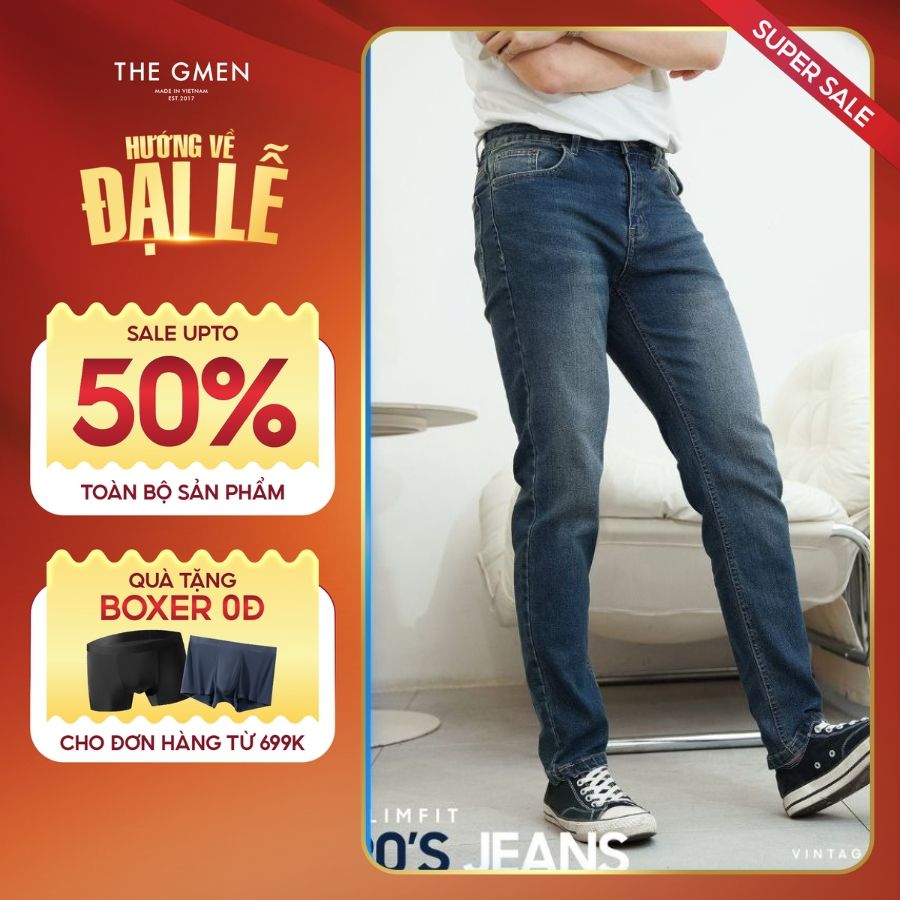 Quần jeans SLIMFIT 90'S form Slimfit - VINTAGE BLUE