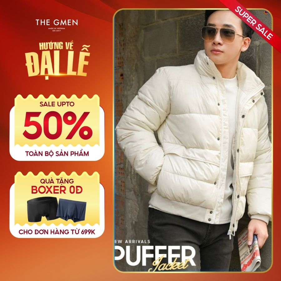 Áo khoác phao chần bông F23 Puffer jacket siêu nhẹ, cản gió, giữ ấm tốt - BE