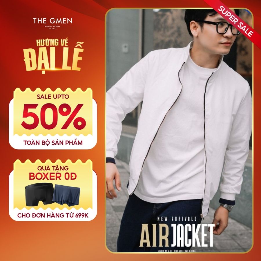 Áo khoác Kaki gió cao cấp form dáng slimfit Air Jacket - TRẮNG