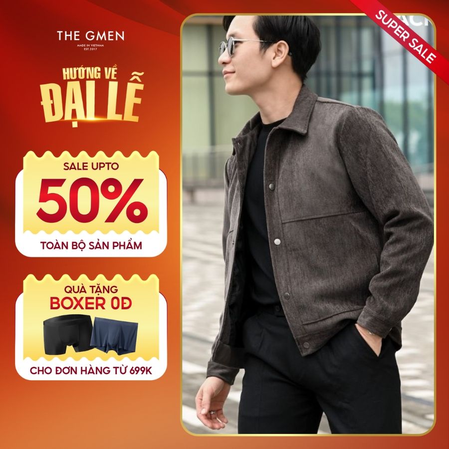 Áo khoác nhung nam F24 Noble Jacket form Regular - XÁM