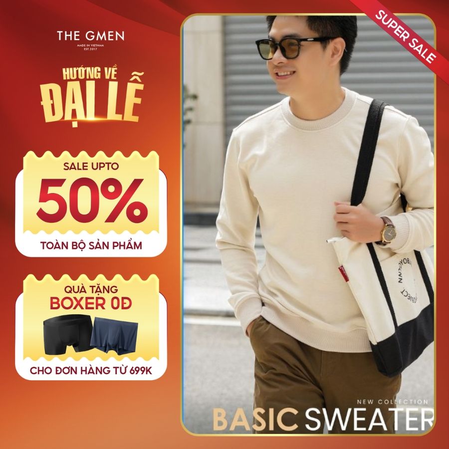 Áo Sweater nỉ form dáng slimfit F24 Basic Sweater - BE