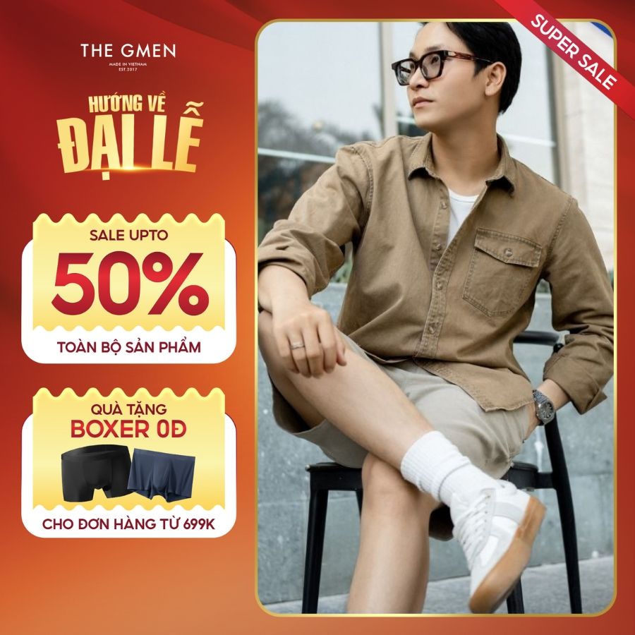 Áo khoác sơ mi nam F25 Kaki Shirt Jacket đứng form, dày dặn - NÂU