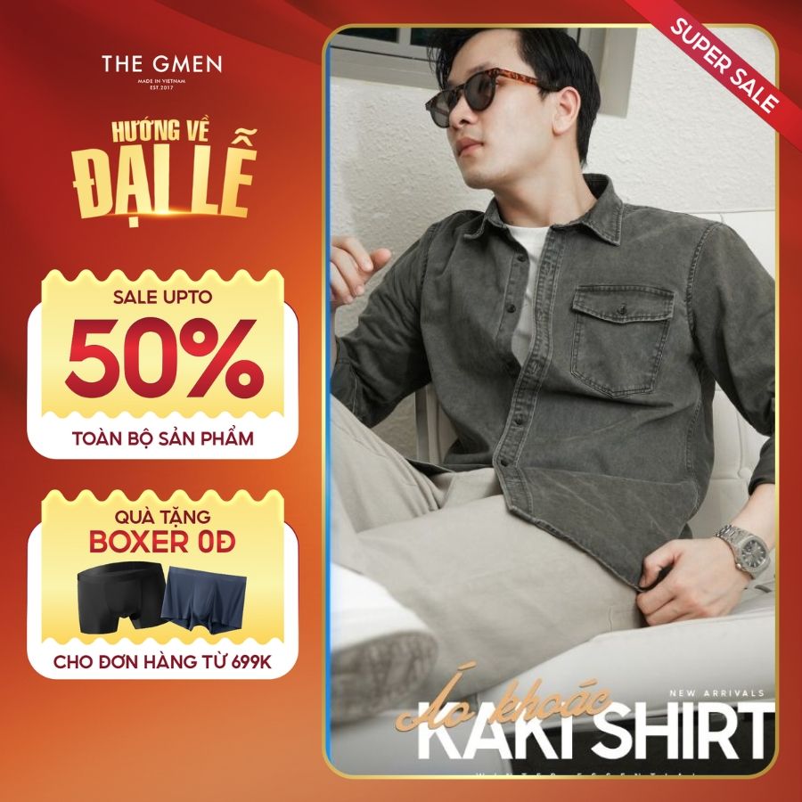 Áo khoác sơ mi nam F25 Kaki Shirt Jacket đứng form, dày dặn - RÊU