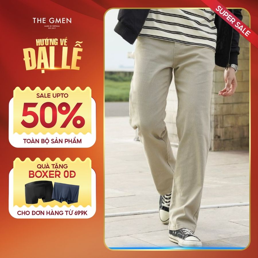 Quần dài nam Loose Kaki Jeans năng động, form Loose dáng suông - XÁM