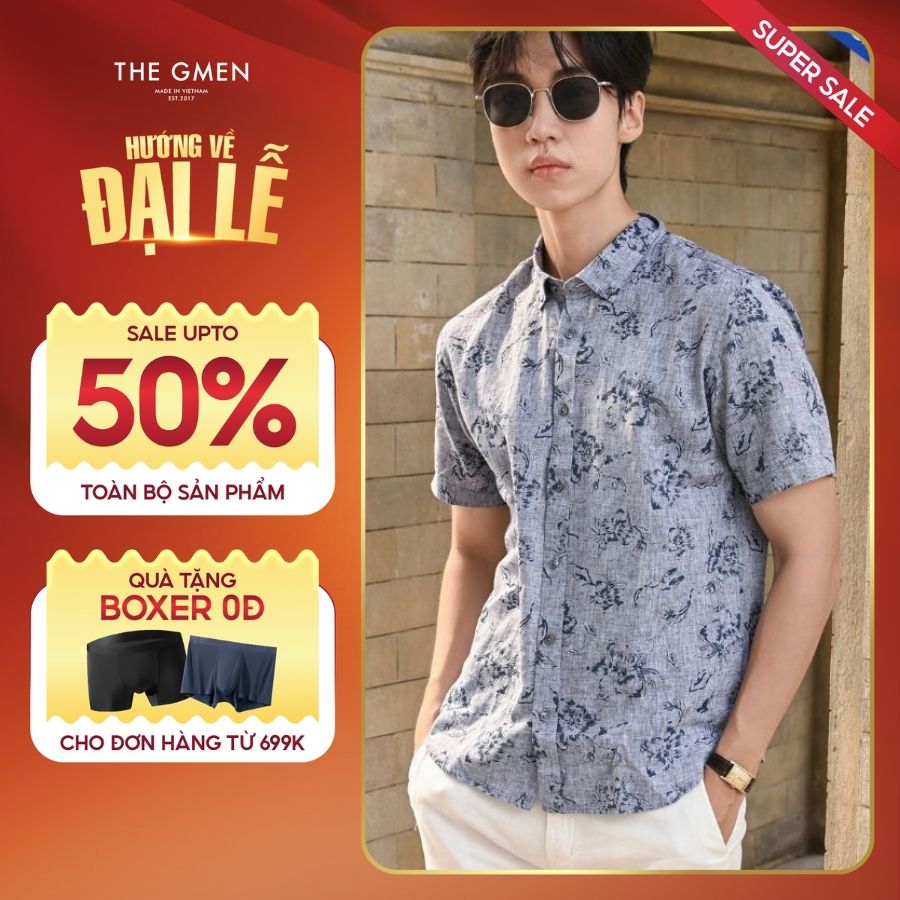 Áo Sơ mi nam Linen ngắn tay L24 Linen SS Shirt - NAVY