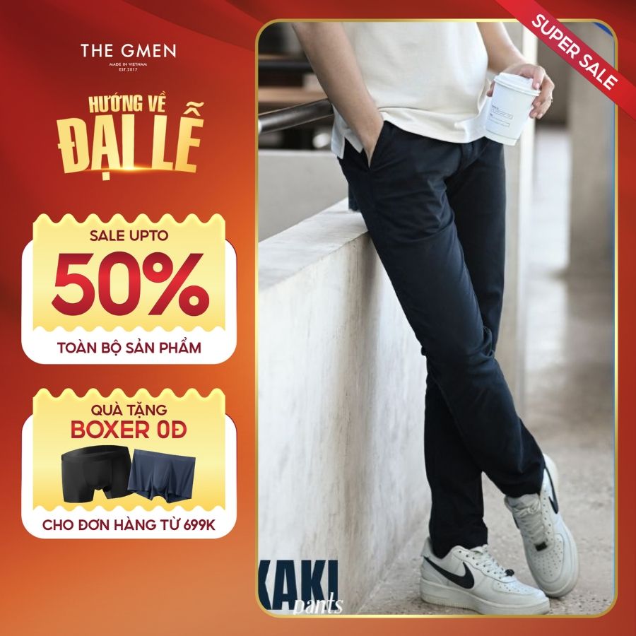 Quần Kaki nam dáng basic EZ Kaki Pants form dáng basic - NAVY